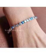 Sterling Silver Evil Eye Bracelet: CZ Stone, Good Luck Charm - $1,074.71 MXN