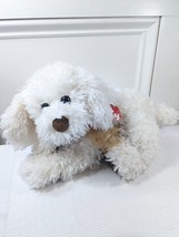 Ty Classic Rabble Puppy Plush White Dog Stuffed Animal floppy brown bow ... - $23.00