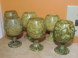 6 Chinese Jade Goblet / Cup Jadeite Nephrite light spinach green carved ... - €59,05 EUR
