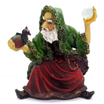 Wizard Holding Crystal Ball &amp; Dragon Hatchling Resin Figurine 3&quot; X 3 3/8&quot; - £10.21 GBP