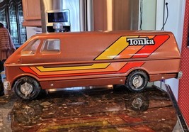 Vintage Tonka Custom Van 3985 Sliding Door Pressed Steel 19&quot; L Brown Spa... - £197.37 GBP