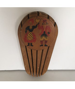 vintage knife holder wood wall mount Yugoslavia peasant design shabby ch... - $18.76