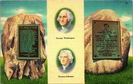 Washington and Jefferson Monuments Natural Bridge Virginia VA Linen Postcard UNP - £2.92 GBP