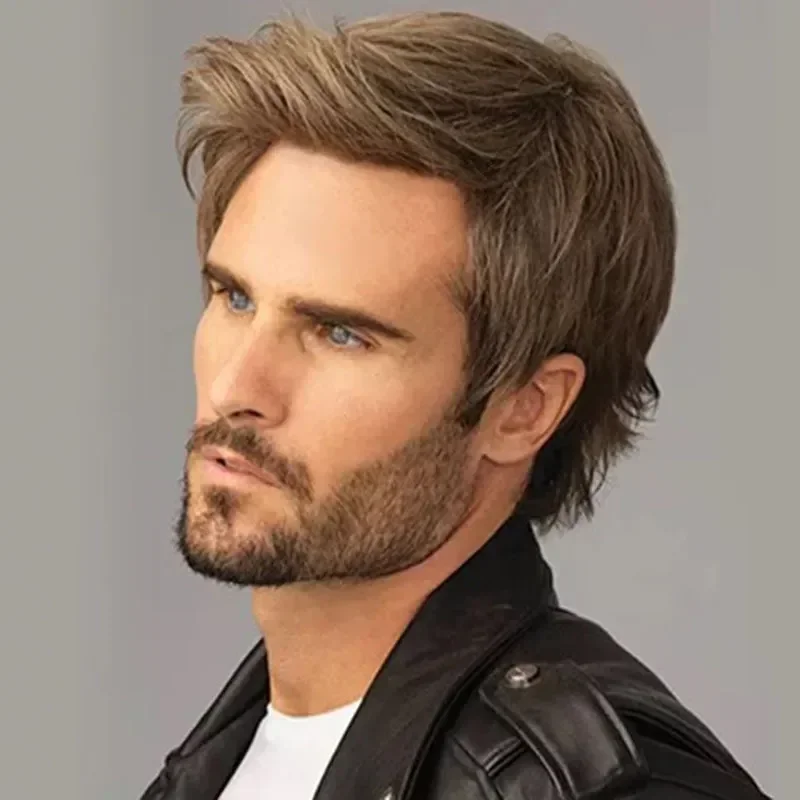 Men&#39;s Short Wig Synthetic Hair Smooth Natural Pixie Cut ToupeeMale Ha - £16.93 GBP