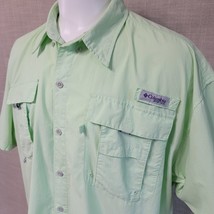 COLUMBIA PFG S/Slv Shirt XL Mint Green Nylon 2 Pocket Mesh Lined Shoulde... - £13.64 GBP