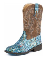 Roper Girls Glitter Southwestern Western Boots - Square Toe - £43.79 GBP