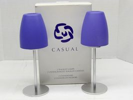 Casual Tealight Candle Holder Set of 2 Lamp Style Frosted Blue Glass Sha... - $16.82