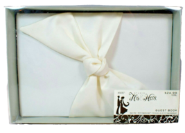 His and Hers Studio White Bow Wedding Guest Book - £15.84 GBP