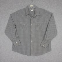Wrangler Wrancher Men&#39;s Pearl Snap Shirt Long Sleeve Gray Green Plaid Size XL - £12.91 GBP