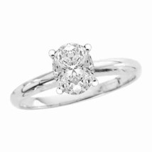 1.50 CT Oval Cut Real Moissanite Solitaire Engagement Ring 14K White Gold Plated - $114.06