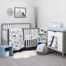 NoJo Dreamer Little Dinosaurs 8 Piece Nursery Crib Bedding Set, Navy Blu... - £124.23 GBP