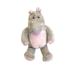 Teddy Mountain Plush Hippo Stuffed Animal 16 in Long Secret Pocket Gray Pink - £12.53 GBP