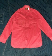 MEDIUM True Vtg 90s Eddie Bauer Shirt Chamois Cloth Flannel Red USA Work... - $48.00