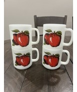Glasbake Apple Glass Milk Glass Mug Fruit White Kitchen Set Of 4 - $950.52 MXN