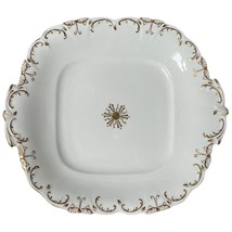 Antique Old Paris Porcelain Handled Cake Plate White &amp; Gold Square 10&quot; - $20.00