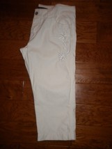 Calvin Klein Jeans Women&#39;s Size 16 White Embroidered Denim Crop Jeans - £8.49 GBP