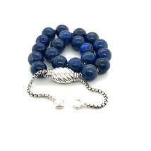 David Yurman Authentic Lapis Lazuli Spiritual Bracelet 6.6 - 8.5&quot; Sil 8 mm DY469 - £193.44 GBP