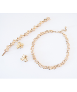 Vintage Crown Trifari Bow Ribbon Gold Tone Necklace Bracelet Earrings Pa... - £173.47 GBP