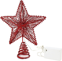 Red Glittered 3D Tree Top Star with Warm White LED Lights and Timer for ... - £23.90 GBP