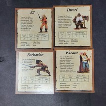 1989 HeroQuest Board Game HERO QUEST 4 CHARACTER CARDS ONLY - $15.00