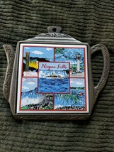 Ceramic Tile Niagara Falls Set in Cast Iron Trivet Tea Pot Tea Kettle Shape - $24.75