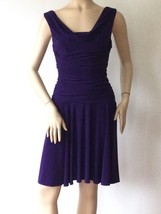 DRESSBARN Purple Ruched Sleeveless Dress (Size 6) - £19.94 GBP
