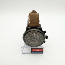 Timex Field Mens Watch T49905 Black Brown Leather 100m - $95.00