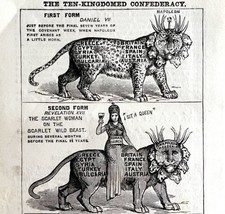 1880 10 Kingdom Confederacy Monster Antichrist Victorian Wood Engraving ... - $39.99