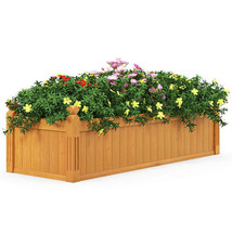 Wooden Rectangular Garden Bed with Drainage System-Natural - Color: Natural - $159.33