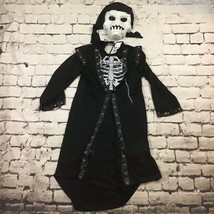 Pirate Skeleton Girls Sz M(8-10) Halloween Costume Black Dress With Mask Flaw - £14.24 GBP