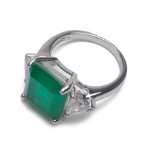 Amorita boutique  Green square design fashion shiny ring - £41.44 GBP