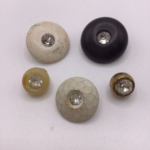 Vintage Buttons Rhinestone Gem Embellished Lot Of 5 All Different Crafts... - $9.89