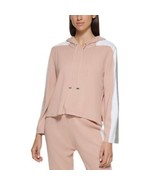 Calvin Klein Women&#39;s Side Stripe Hooded Sweater in Blush/White-Small - $43.86 CAD