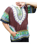 Mens BROWN Dashiki Shirt African Blouse Top Rap Rapper ~ FAST SHIPPING - £9.34 GBP