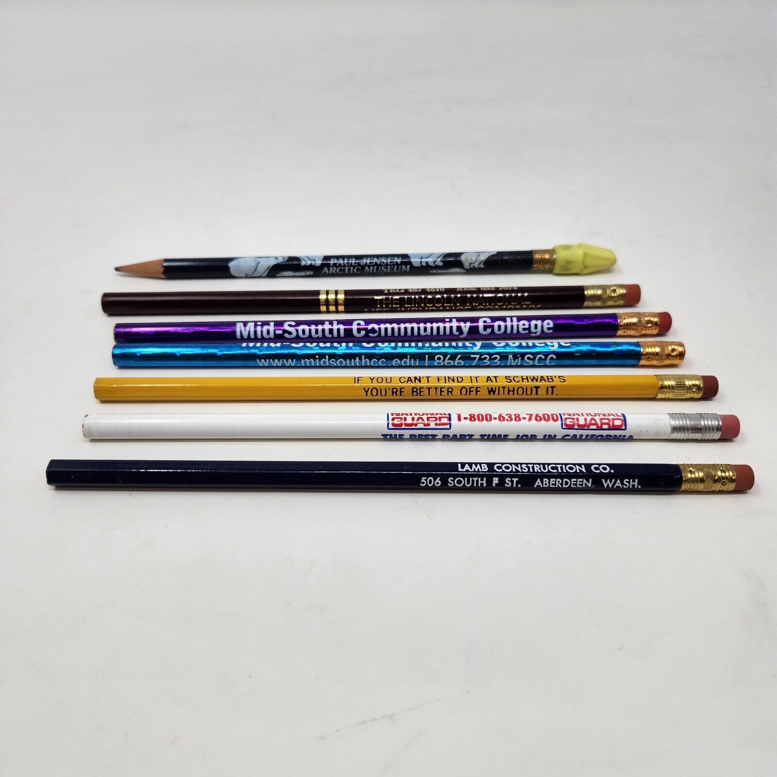Primary image for Advertisement Pencil Lot of 7 Pencils College Insurance National Guard Vintage