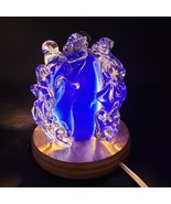 Vintage Studio Art Glass Egg Shaped Round Cobalt Blue Ruffled Lamp Signe... - $944.00 MXN