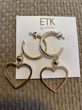 ETTIKA 18k Gold-Plated Heart Drop Hoop Earrings New With Tags - £10.82 GBP