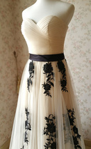 Ivory Strapless High Waist Bridesmaid Dress Embroidery Maxi Wedding Dress Plus image 3