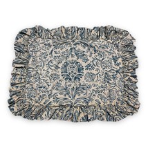 RALPH LAUREN Donovan Damask Batik Cotton Floral Ruffled Standard Sz Pillow Sham - £35.14 GBP
