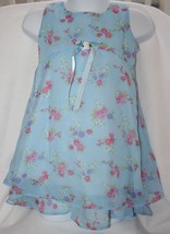 FIRST IMPRESSIONS Blue Sheer Floral Dress Toddler Girl 3T Soft Comfortable - $7.91