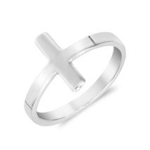 Simply Faithful Cross Sterling Silver Band Ring-8 - £11.62 GBP