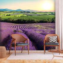 Tiptophomedecor Peel and Stick Nature Wallpaper Wall Mural - Lavender Field - Re - £47.89 GBP+