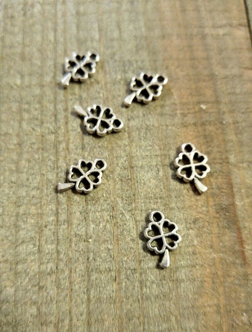 Shamrock Charms Miniature 4 Leaf Clover Jewelry Making Findings Good Luc... - $3.80