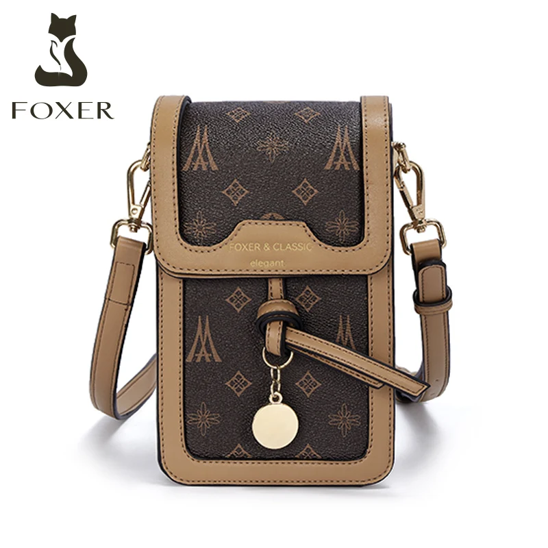FOXER Summer Printing Women&#39;s PU Leather Phone Bag Small Shoulder Crossb... - $114.37