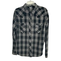 Arizona Mens Shirt Button Up XXL Black Plaid Western Long Sleeve Pockets Snaps  - £17.60 GBP