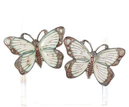 Vintage sterling enamel butterfly screw back earrings - $94.05