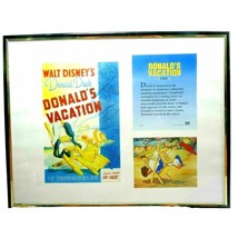 Disney DONALD&#39;S VACATION Donald Duck Print Art Black Glass Frame Vintage... - $500.65 MXN