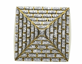 2.10Ct Round Cut Diamond 4-Sided Egyptian Pyramid Ring Set 14K Yellow Gold Over - £108.44 GBP