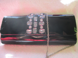 Lane Bryant patent leather shoulder bag with jewel trim, chain strap, 9 ... - $20.00