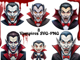 Vampires SVG Collection - Instant Download of 8 Vampire Graphics. Cute V... - £2.36 GBP